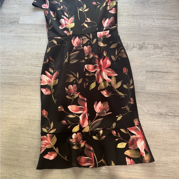NWT Enfocus Studio Black Dress with Pink Floral Design SIZE 10 - Picture 6 of 13